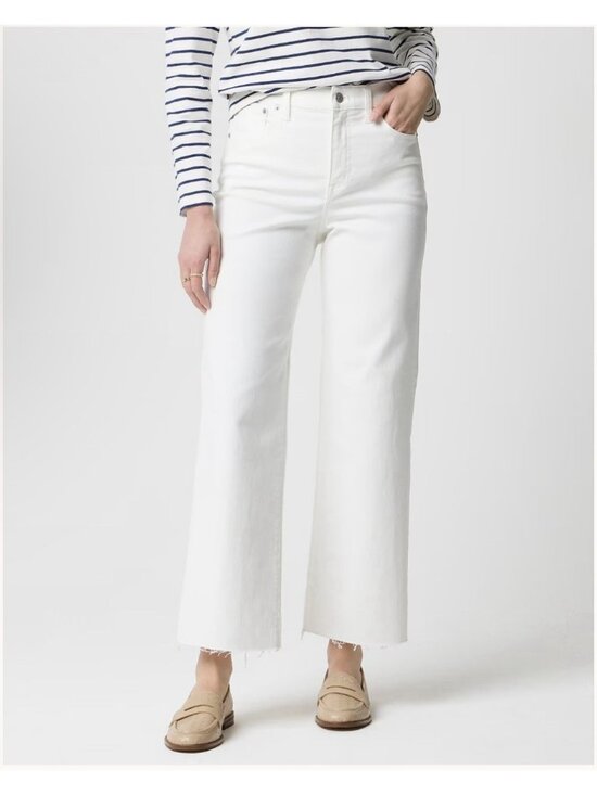 J.CREW Denim - J.Crew The Wide-Leg Cropped Jean White 28 High Rise Stretch Raw Hem Denim NWT